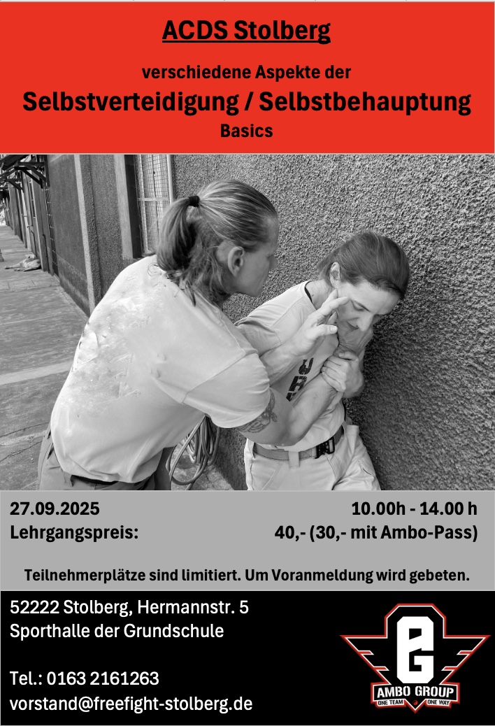 Mehr über den Artikel erfahren Selfdefense Basics Lehrgang am 27.09.2025
